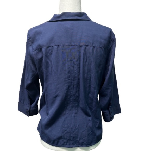 Karen Scott V Neck Shirts Long Sleeve Office Casual Business Plain Blouses‎ Tops - Picture 2 of 6